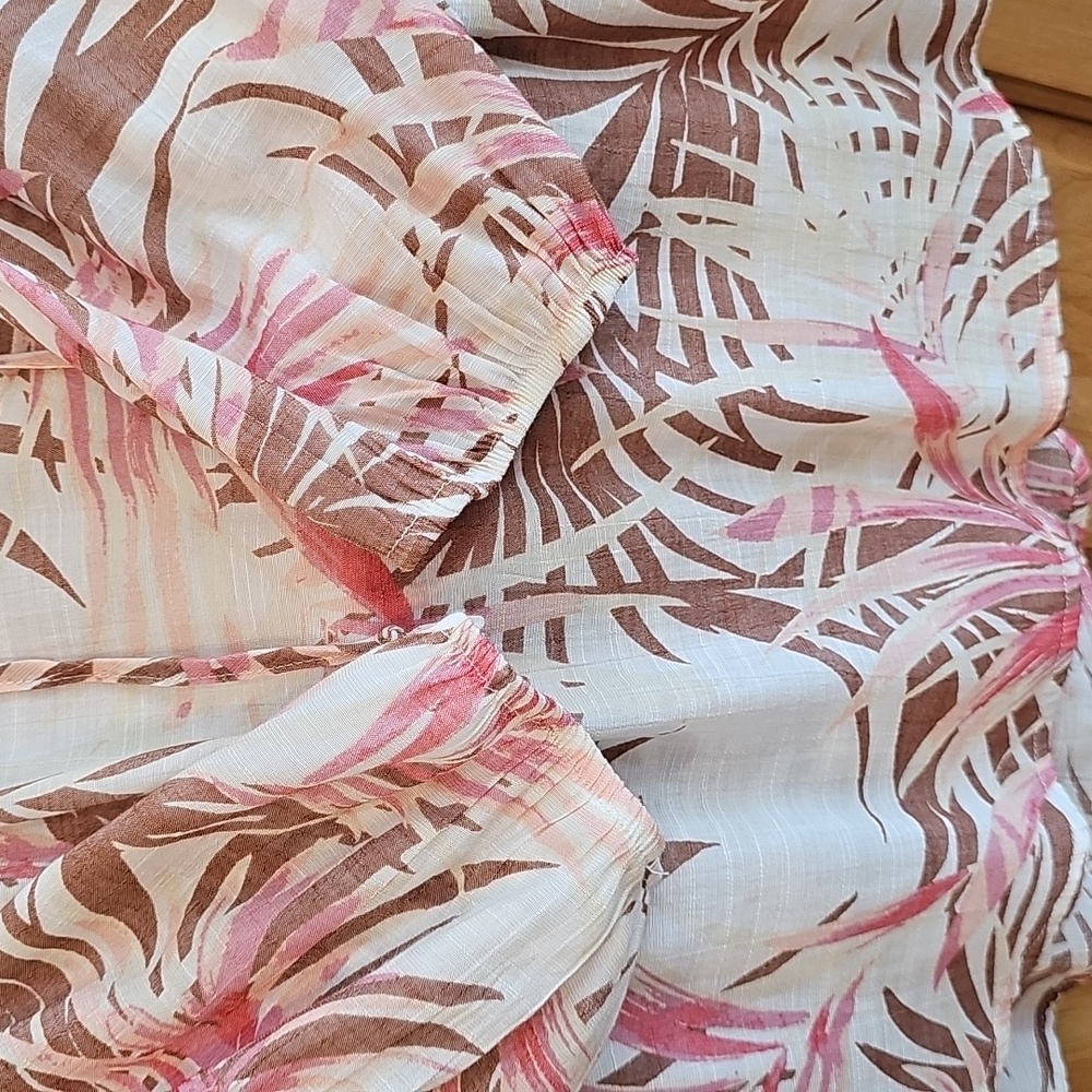 Women's Como Blu White and Pink Floral Blouse Size M - Picture 5 of 7